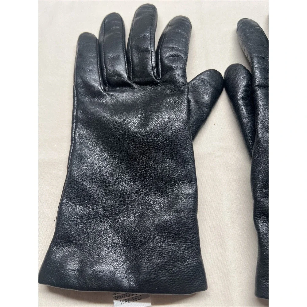 vintage black leather Gloves 100% Cashmere Lining size 7 ‎ gloves ladies